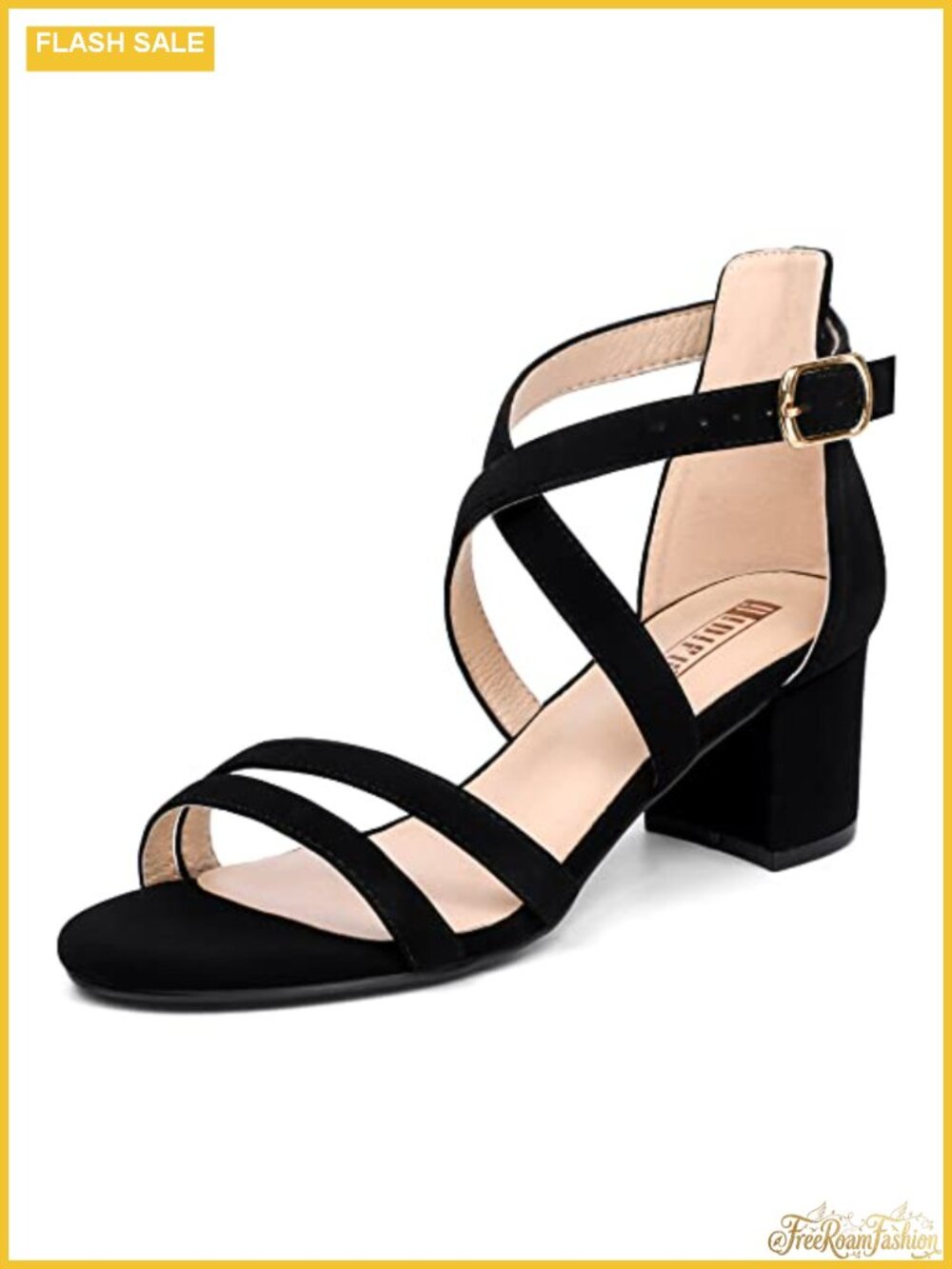 IDIFU Women's Strappy Low Chunky Block Heels Heeled Sandals